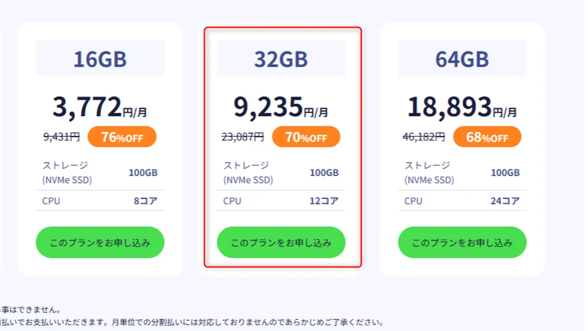 32GBプラン、9,235円/月、70%OFF
