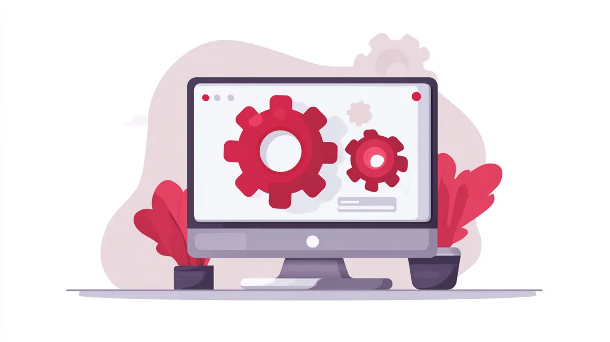 コンピューター画面に歯車が表示されている